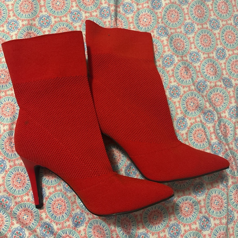 Elegant Red Women's Ankle Boots